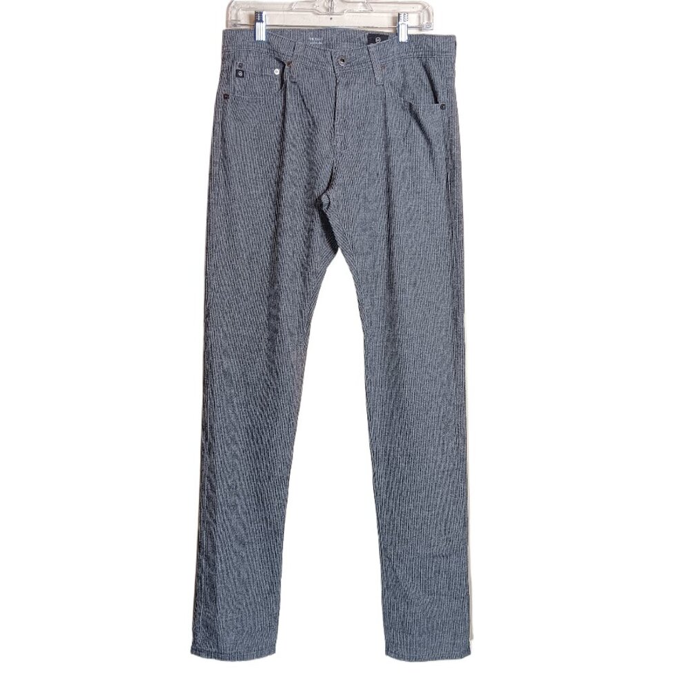 AG Adriano Goldschmied Tellis Modern Slim Jeans Mens 32 33x34 Grey Pinstripe New